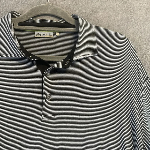 Tasc Performance Striped Polo Shirt Mens Size XL Black Golf Stretch Micro Modal - Picture 1 of 9